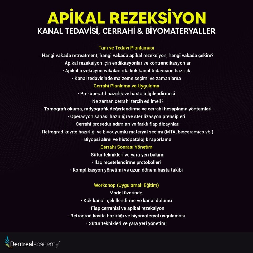Apikal Rezeksiyon Kanal Tedavisi - Cerrahi & Biyomateryaller - Doç. Dr. Burçin A. Alpay - Dr. Ezgi Y. Çetiner