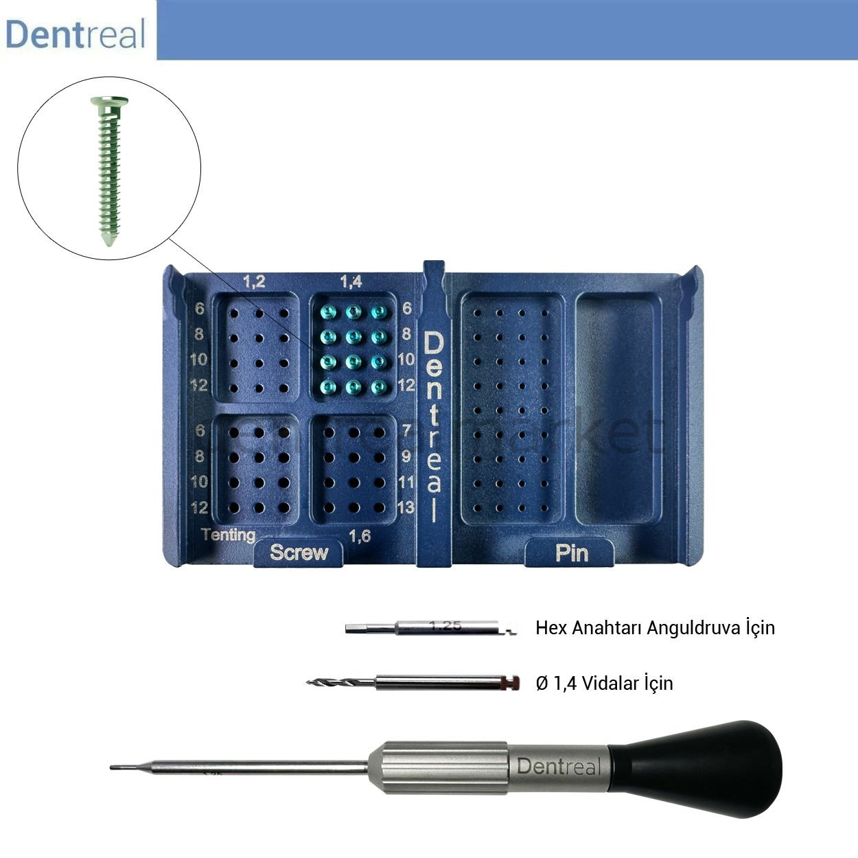 Bonefix GBR Titanyum Kemik,Plate,Mesh Sabitleme Mini Vida Seti - 1,4 mm Vidalar