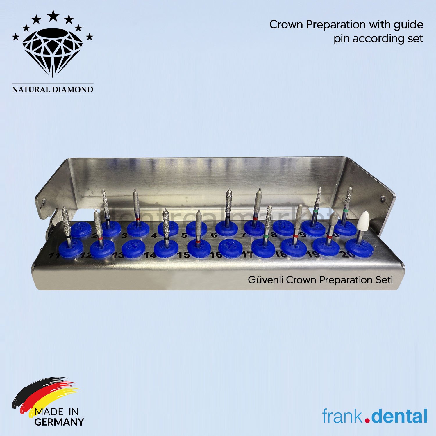 Güvenli Crown Preparation Seti - Elmas Frez