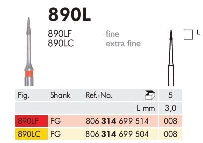 890L Sentetik Elmas Frez - 5 Adet