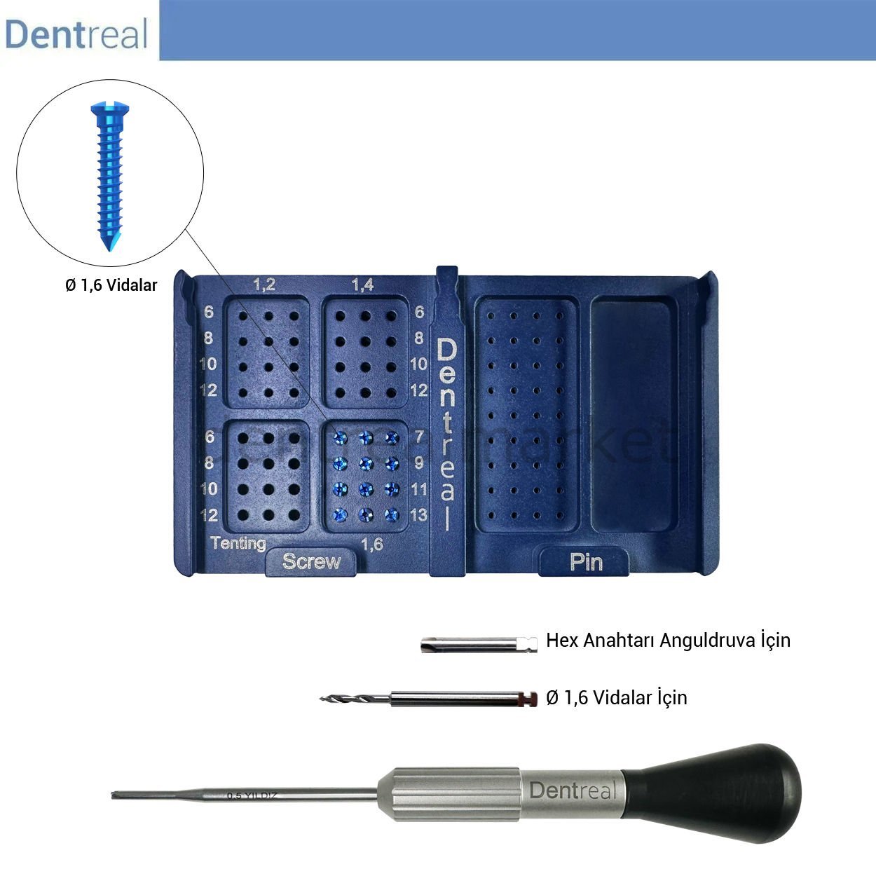 Titanyum Kemik,Plate,Mesh Sabitleme Mini Vida Seti - 1,6 mm Vidalar