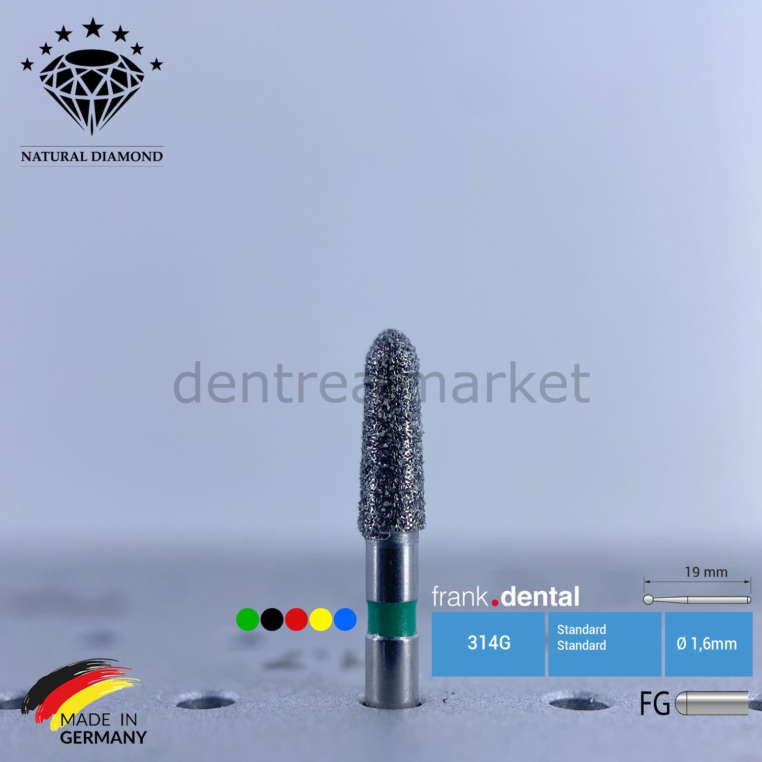 Doğal Elmas Frez - Aeratör 877K - Konik Chamfer - 5 Adet