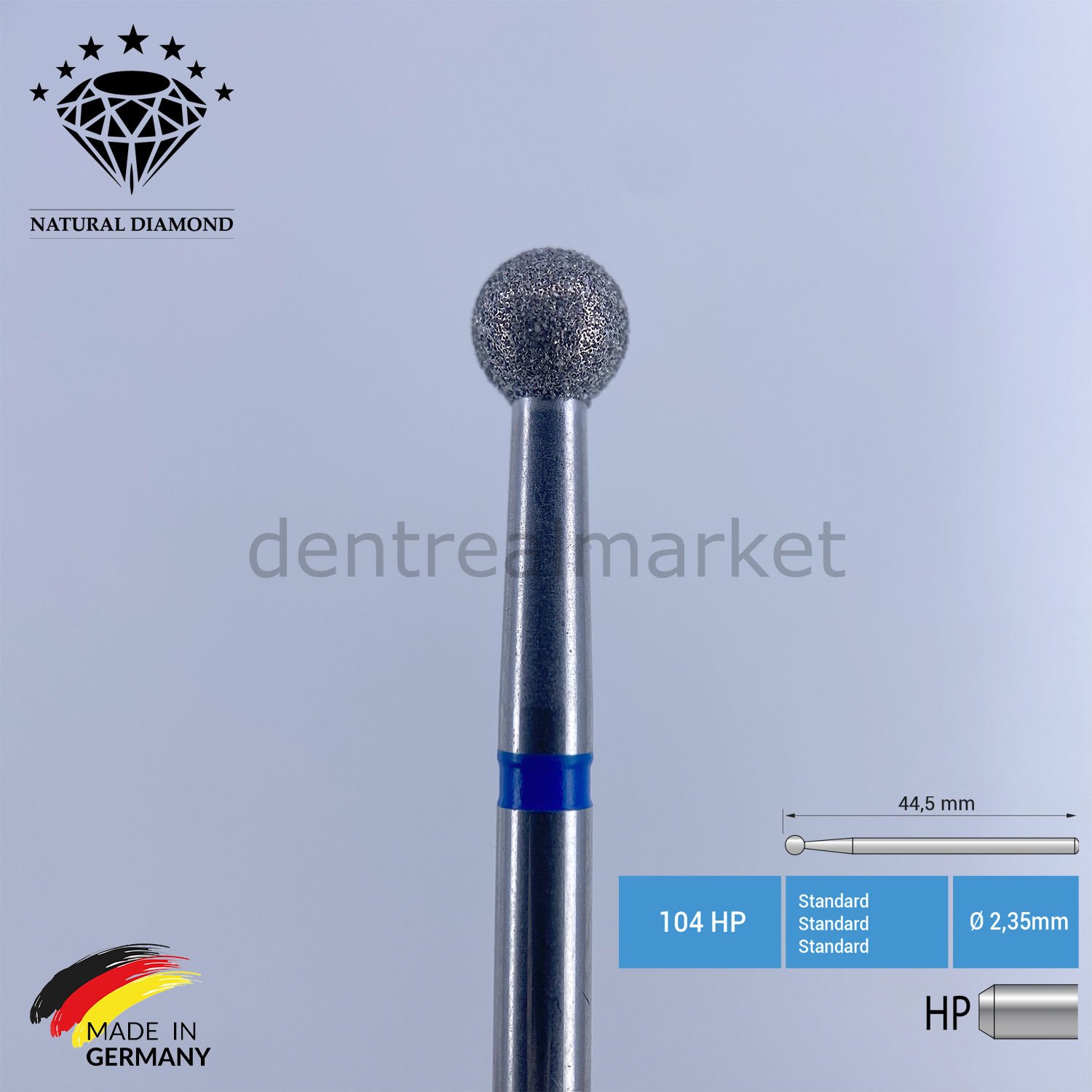 Doğal Elmas Cerrahi Frez - 801 - Piyasemen Rond Ø 040