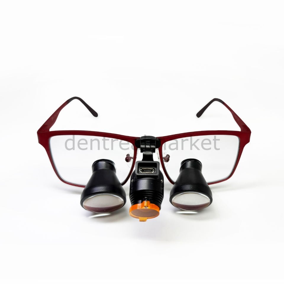 3,5X Büyütmeli Kablolu Işıklı Custom Loupe - Titanyum Çerceve