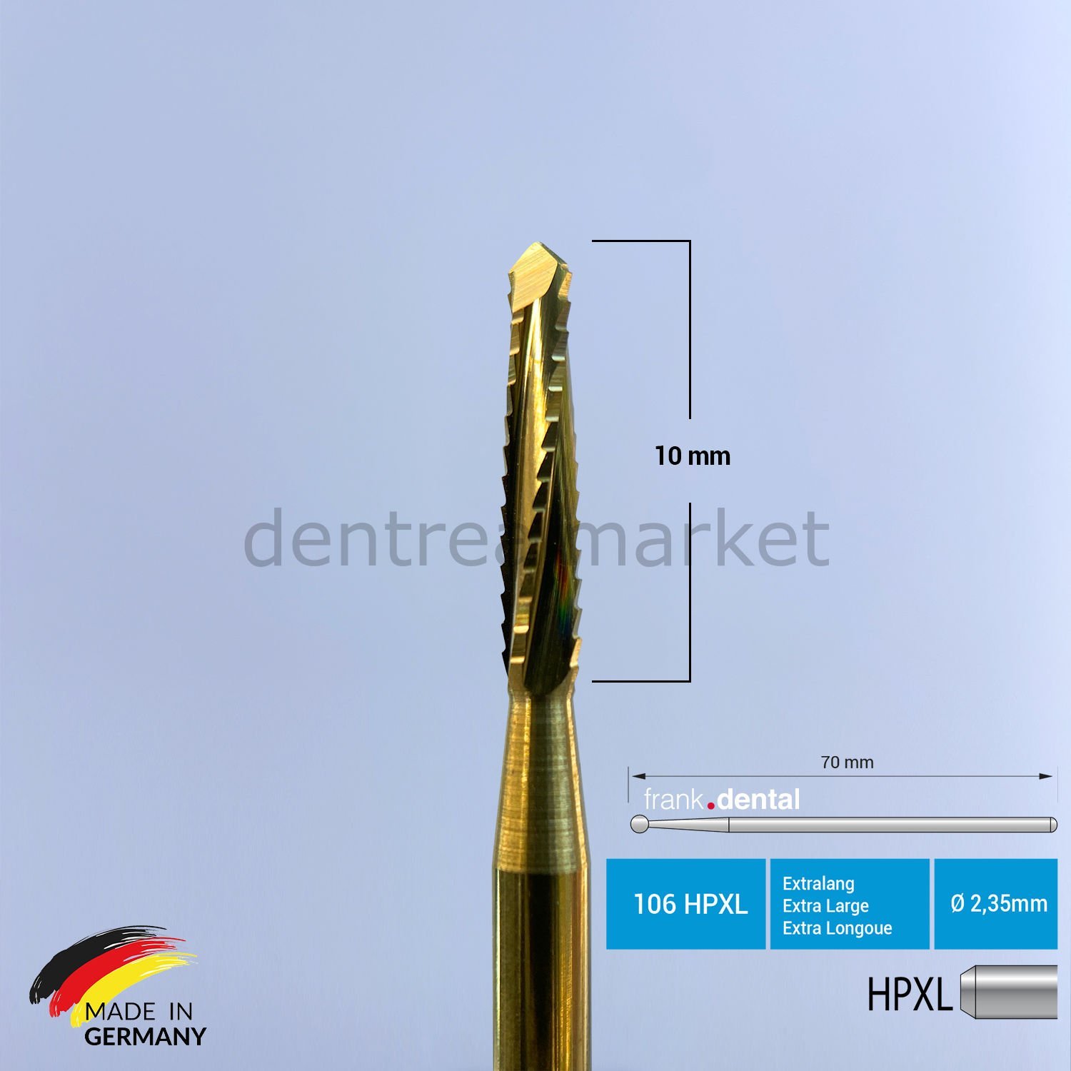 Titanyum KBB Lindemann Cerrahi Frez 70 mm - 166 HPXL
