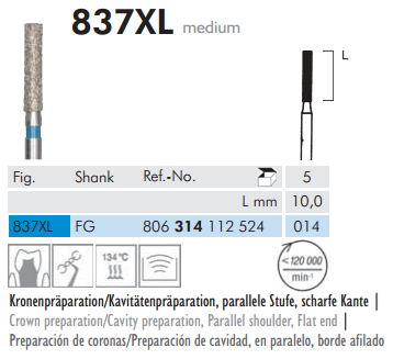 837XL Sentetik Elmas Frez - 5 Adet - Silindir