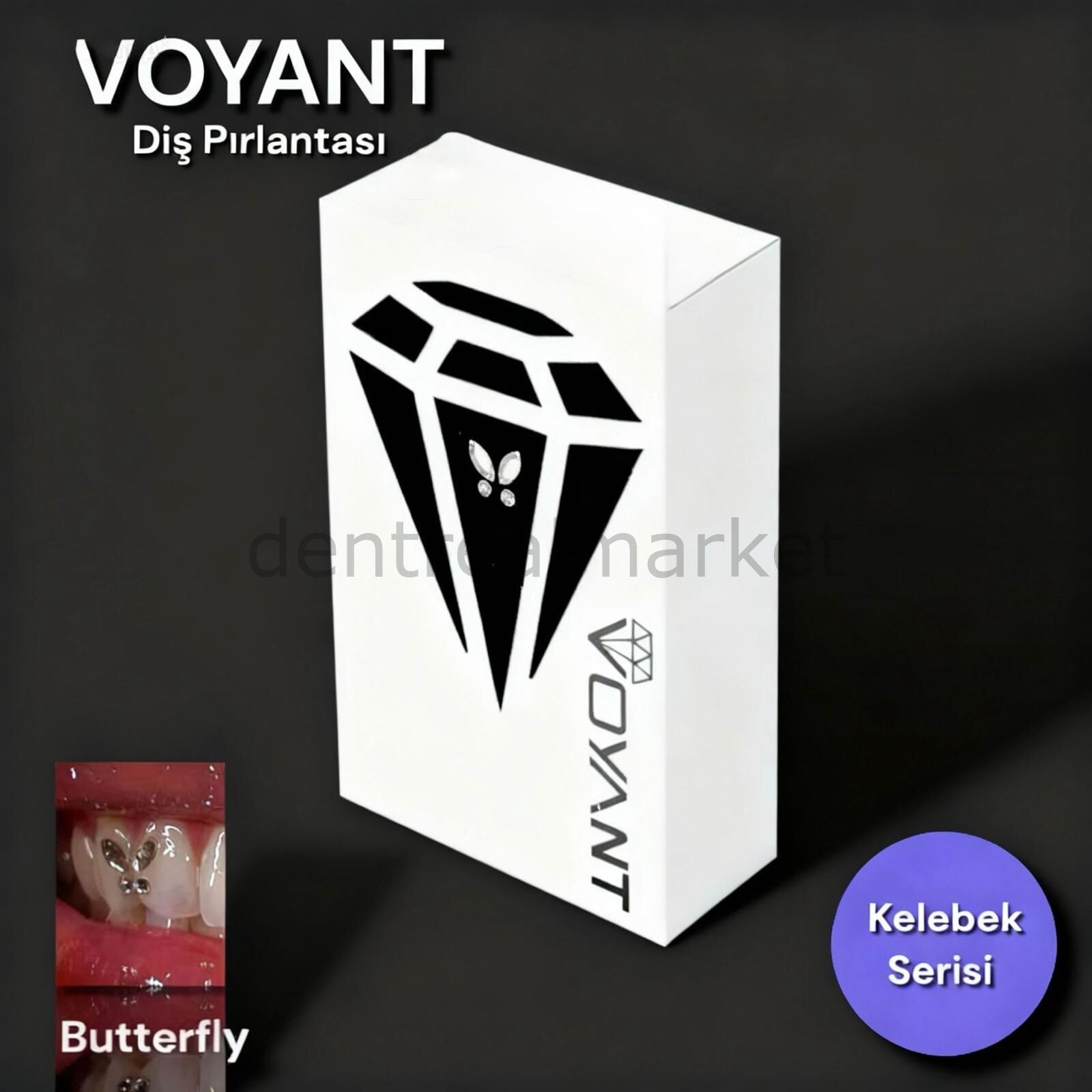 Voyant Natural Kristal Diş Mücevheri - Kelebek