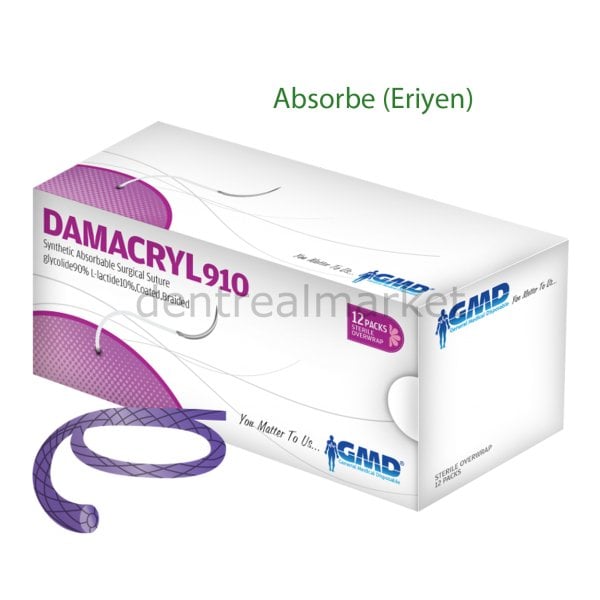 Damacryl 910 Pgla Eriyen Sutur -18 mm-Ters Keskin- Normal Vikril ***