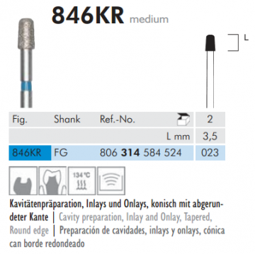 846KR Sentetik Elmas Frez 2 Adet - Konik
