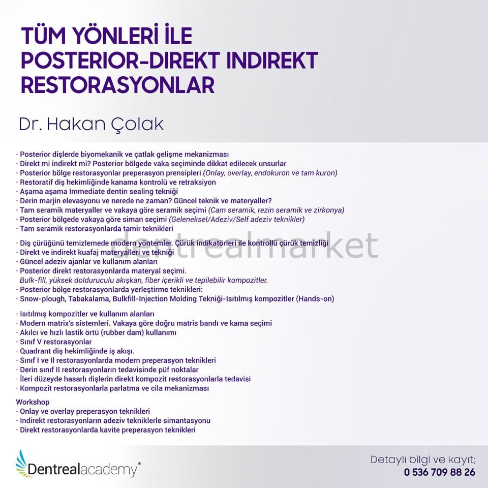 Tüm Yönleriyle Posterior-Direkt İndirekt Restorasyonlar - Dr. Hakan Çolak