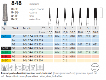 848 Sentetik Elmas Frez - 5 Adet - Konik