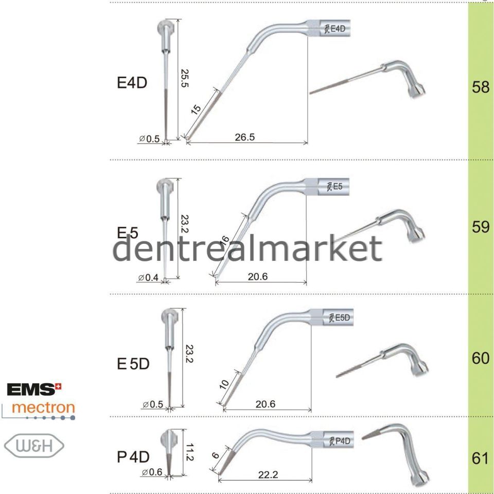 Kavitron Endodonti Ucu E12D - Ems,Mectron,Woodpecker,WH Uyumlu