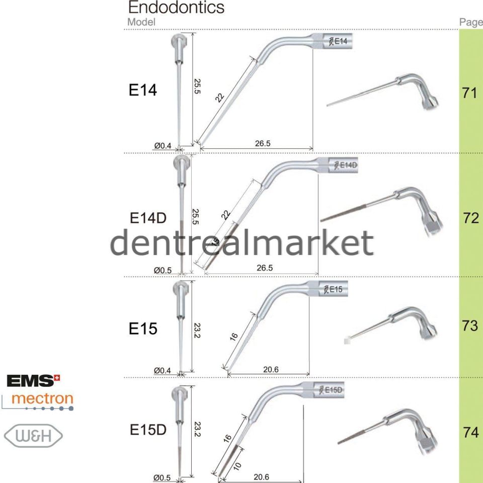 Kavitron Endodonti Ucu E12D - Ems,Mectron,Woodpecker,WH Uyumlu