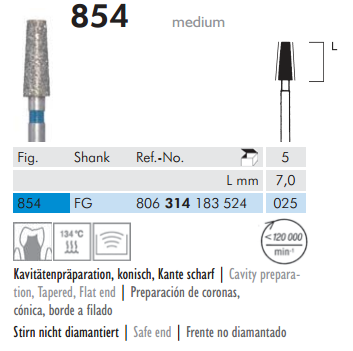 854  Sentetik Elmas Frez - 5 Adet