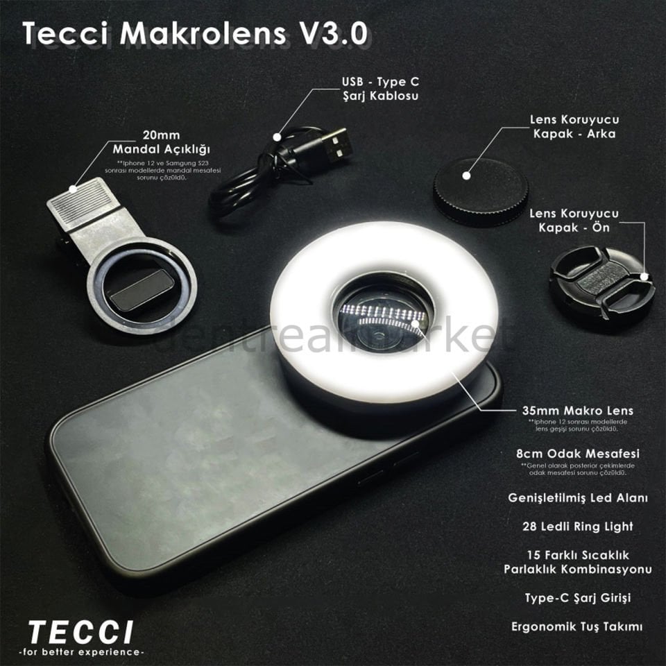 Tecci Makrolens V3.0 - Telefon Lensi 35 mm