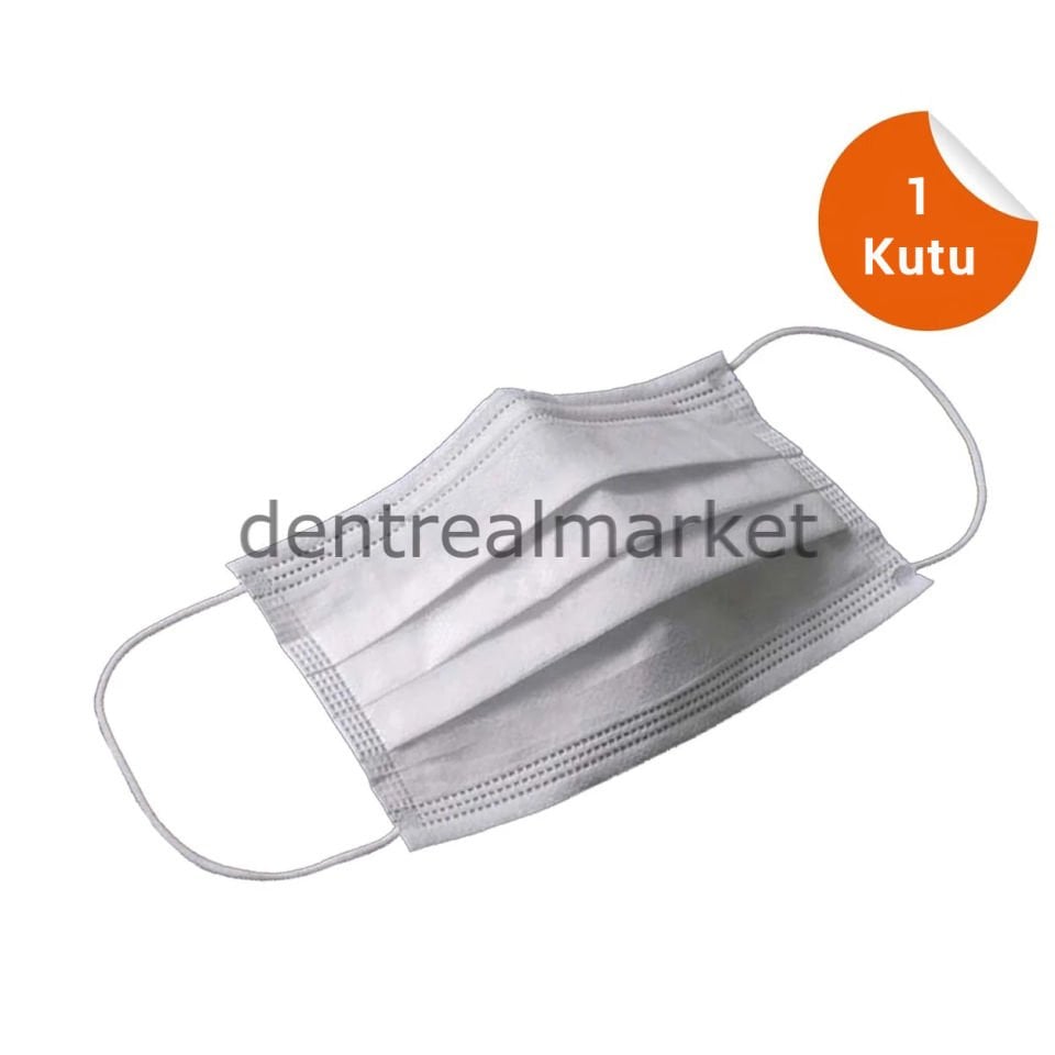3 Katlı Lastikli Cerrahi Maske - Beyaz 1 Kutu