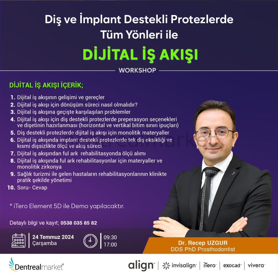 Diş ve İmplant Destekli Protezlerde Tüm Yönleri ile Dijital İş Akışı Workshop - Recep Uzgur