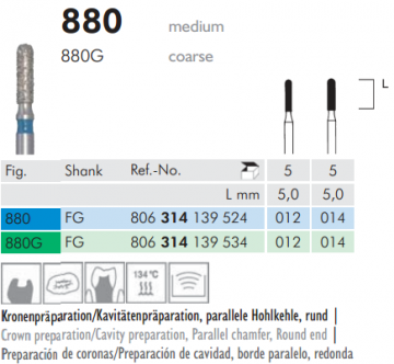 880 Sentetik Elmas Frez - 5 Adet - Silindir