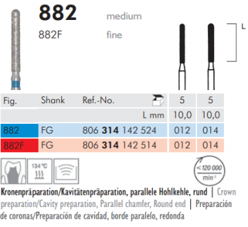 882 Sentetik Elmas Frez - 5 Adet - Silindir