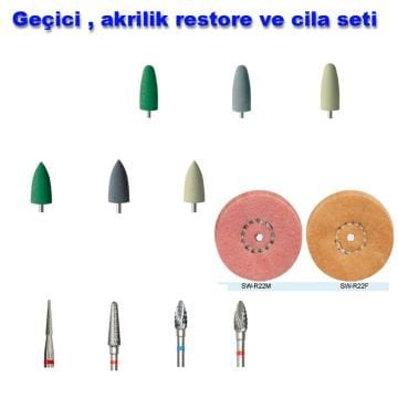 Geçici , akrilik restore ve cila seti