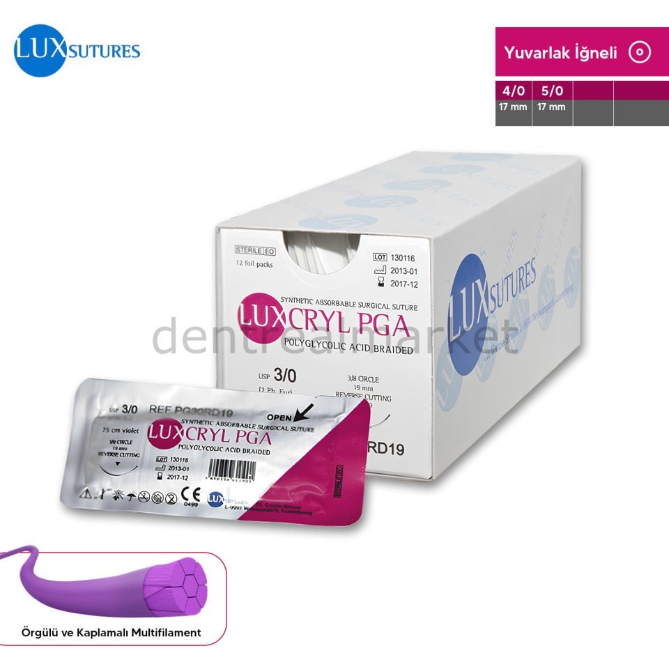 Luxcryl PGA Absorbe Cerrahi Sutur - Yuvarlak İgneli