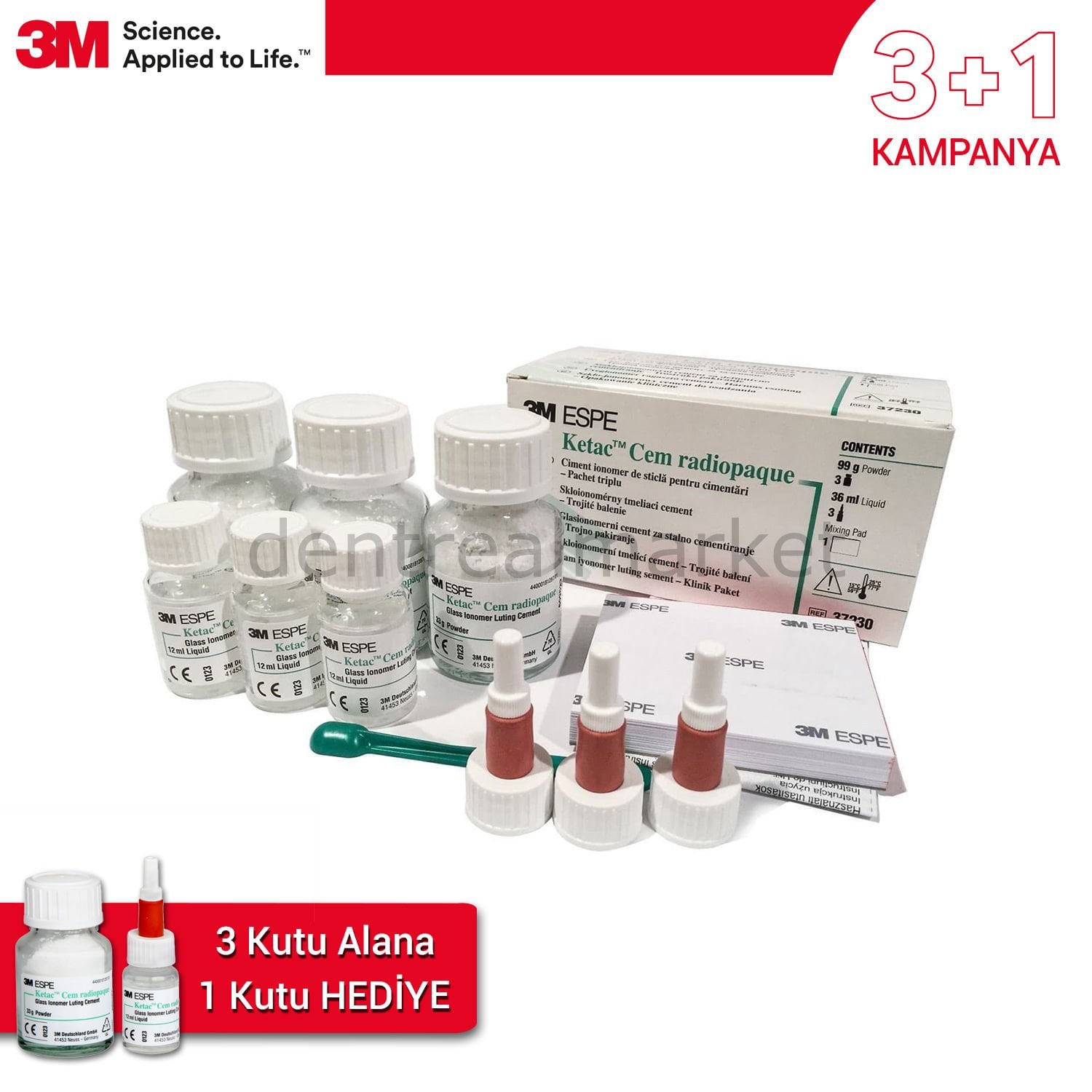 Ketac Cem Radiopaque Cam İyonomer Siman 3'lü Set - 3+1 Kampanya***