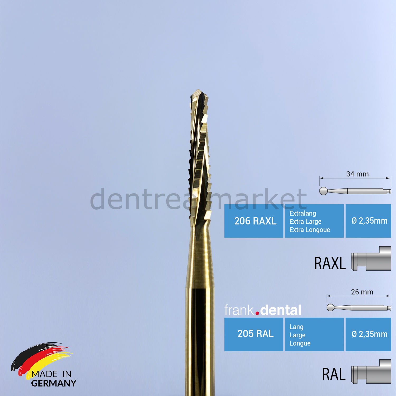 Titanyum Carpide Lindemann Cerrahi Frez - 166 RAL - RAXL