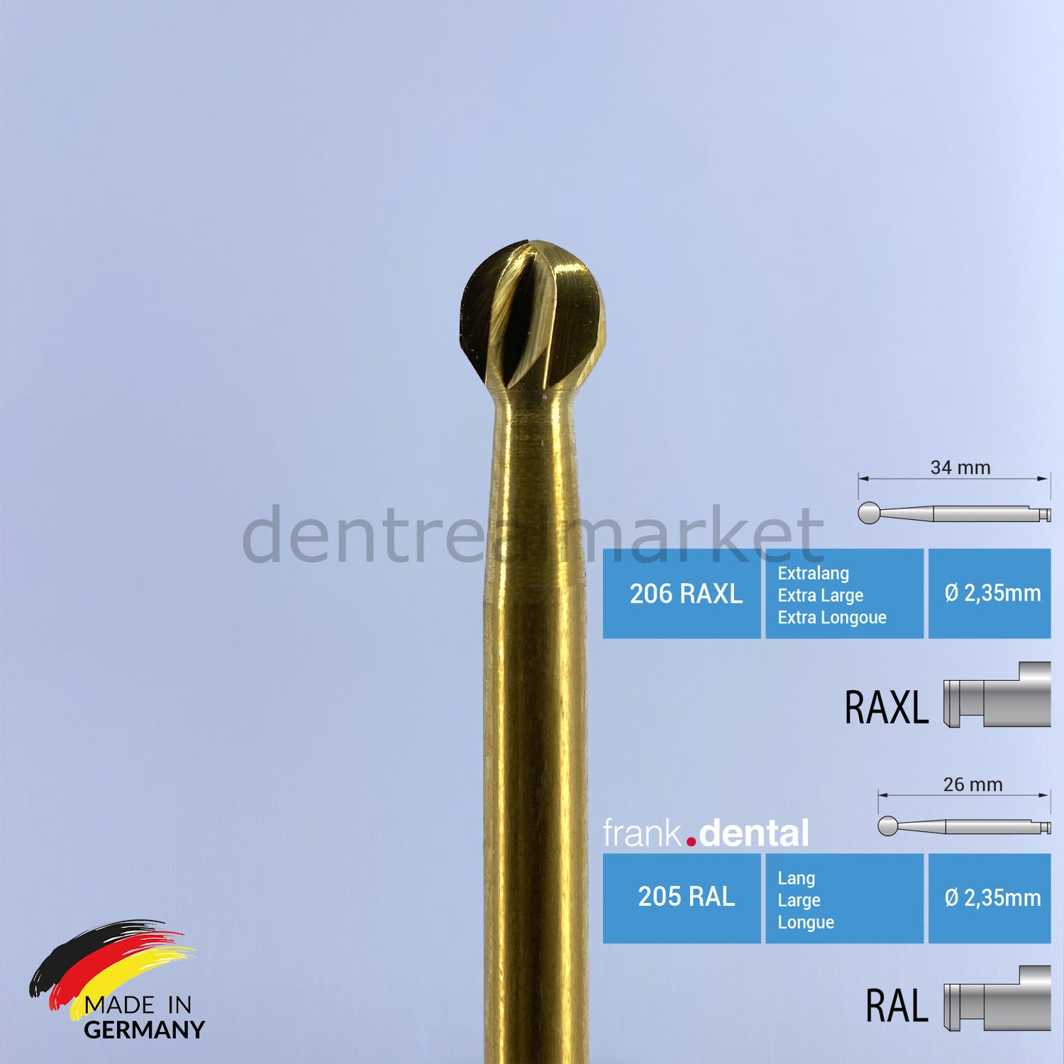Titanyum Carpide Cerrahi Frez Rond - 141 RAL - RAXL
