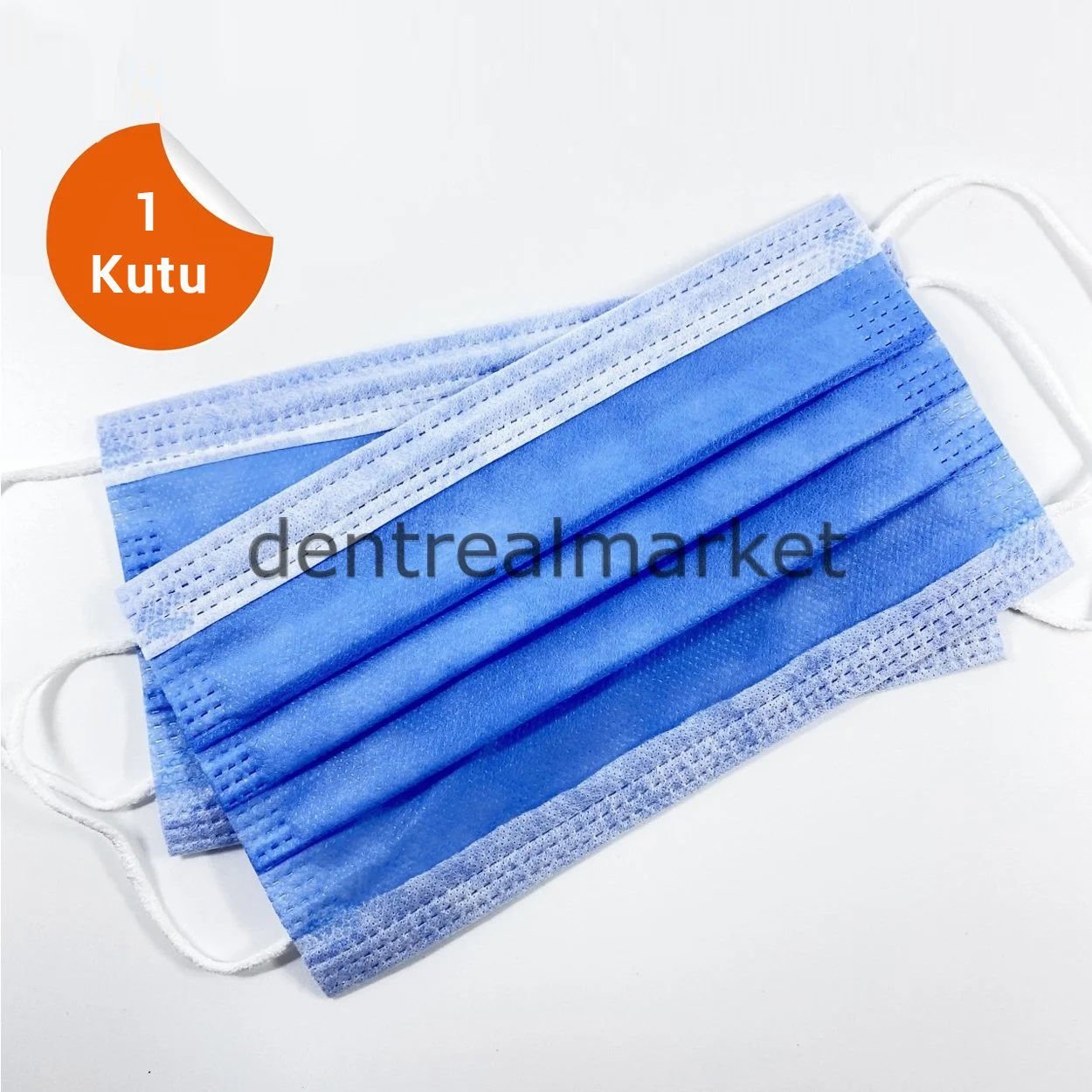 3 Katlı Lastikli Cerrahi Maske - Mavi 1 Kutu