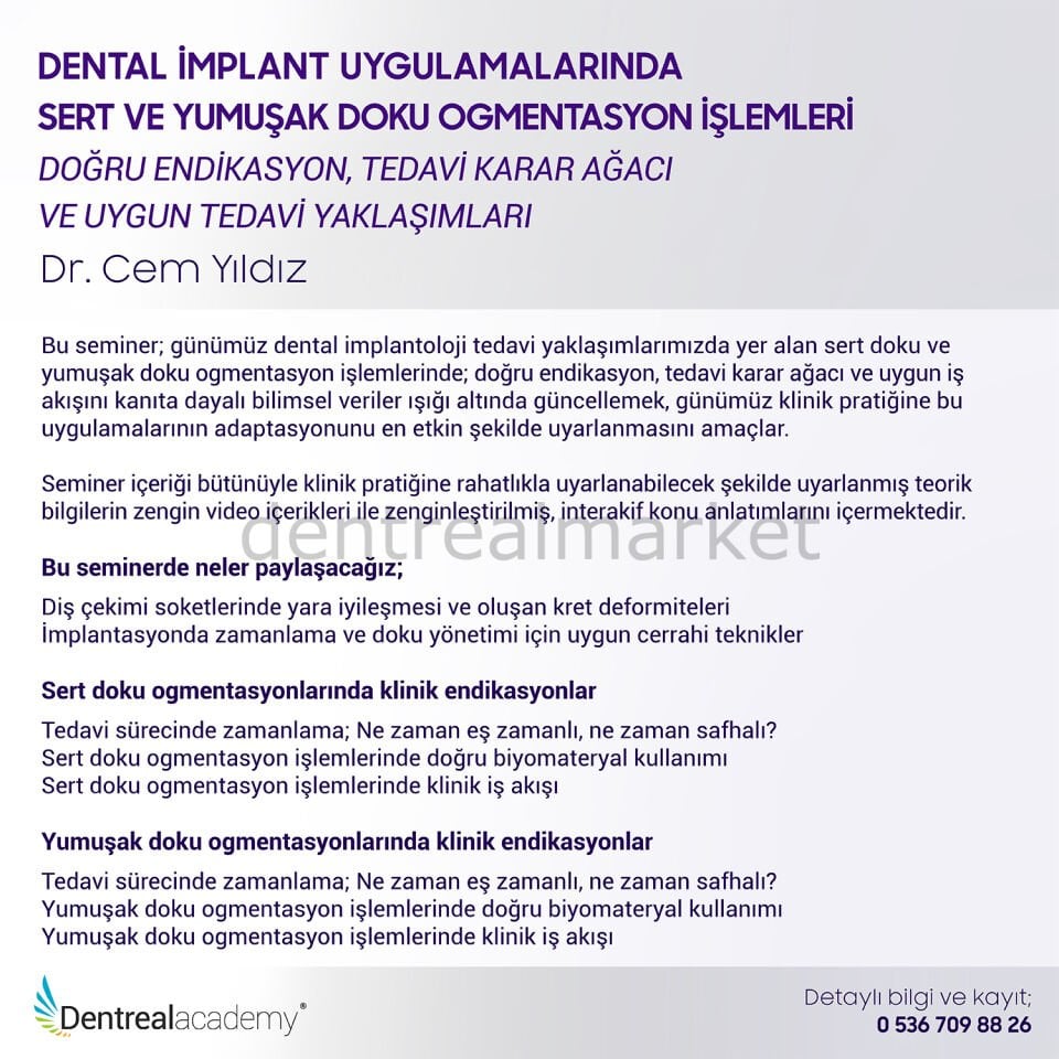 Dental İmplant Uygulamalarında Sert ve Yumuşak Doku Ogmentasyon İşlemleri - Dr. Cem Yıldız