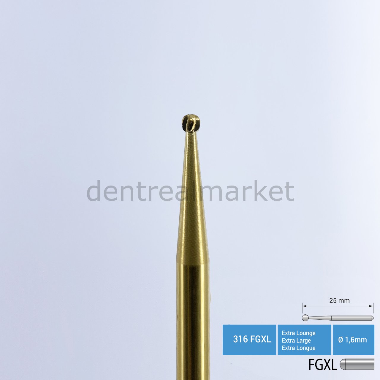 Titanyum Carpide Cerrahi Frez Rond - 141 FGXL Aeratör - FGXL - Ø 014