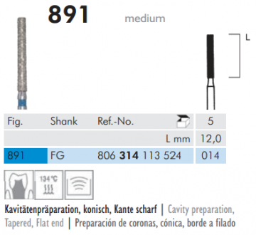 891 Sentetik Elmas Frez - 5 Adet