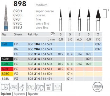 898 Sentetik Elmas Frez - 5 Adet