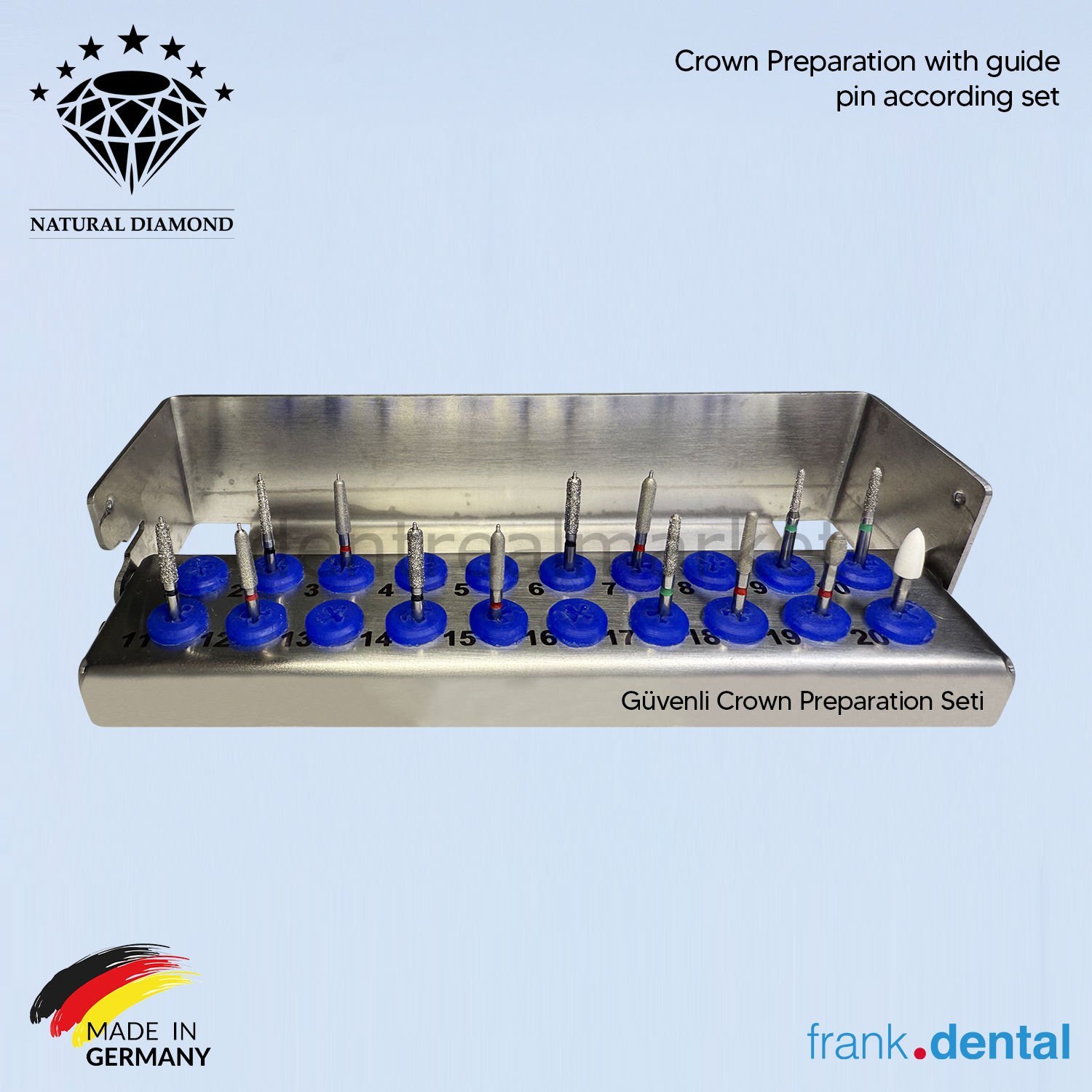 Güvenli Crown Preparation Seti - Elmas Frez