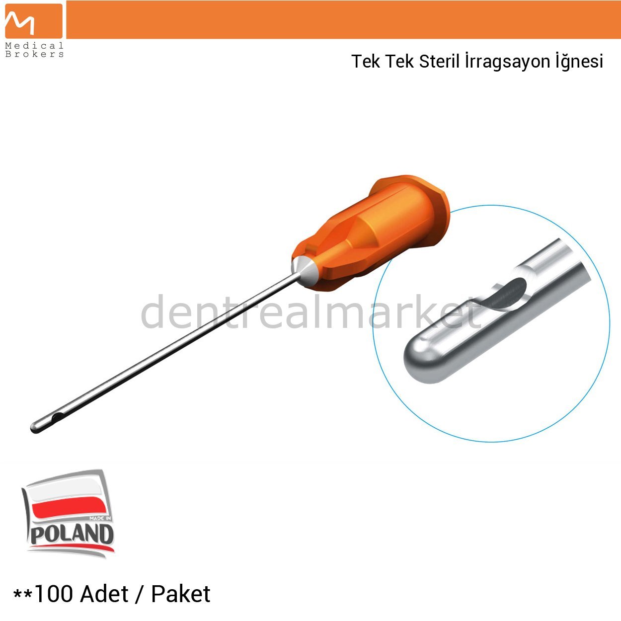 İrrigasyon İgnesi - Kanal Yıkama -100 Adet-Steril