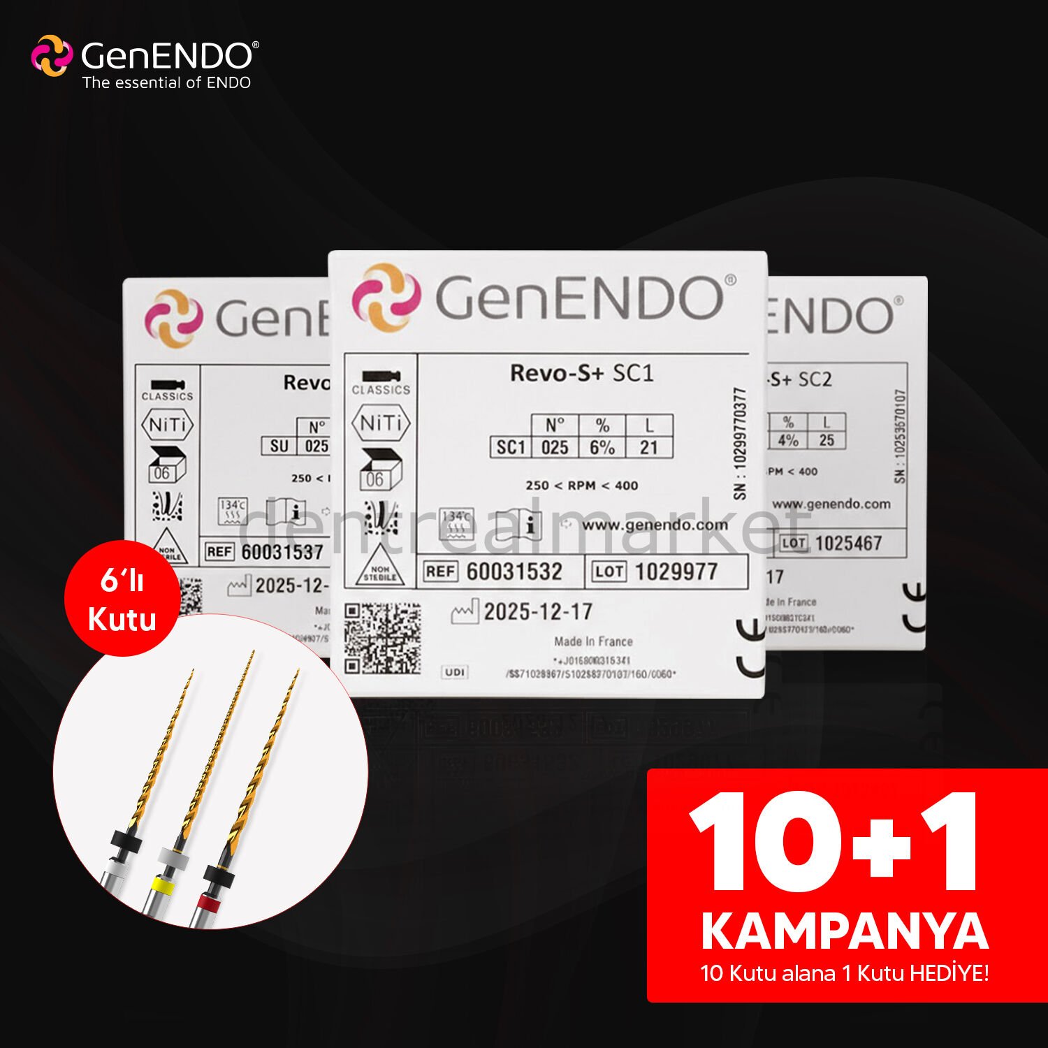 GenENDO Revo-S+ 6'lı Eğe - 25 mm 10+1 Kampanya
