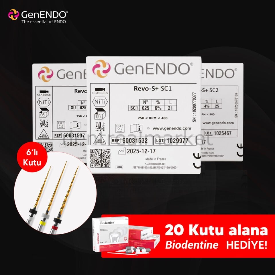 GenENDO Revo-S+ 6'lı Eğe - 25 mm + Biodentine Kampanya