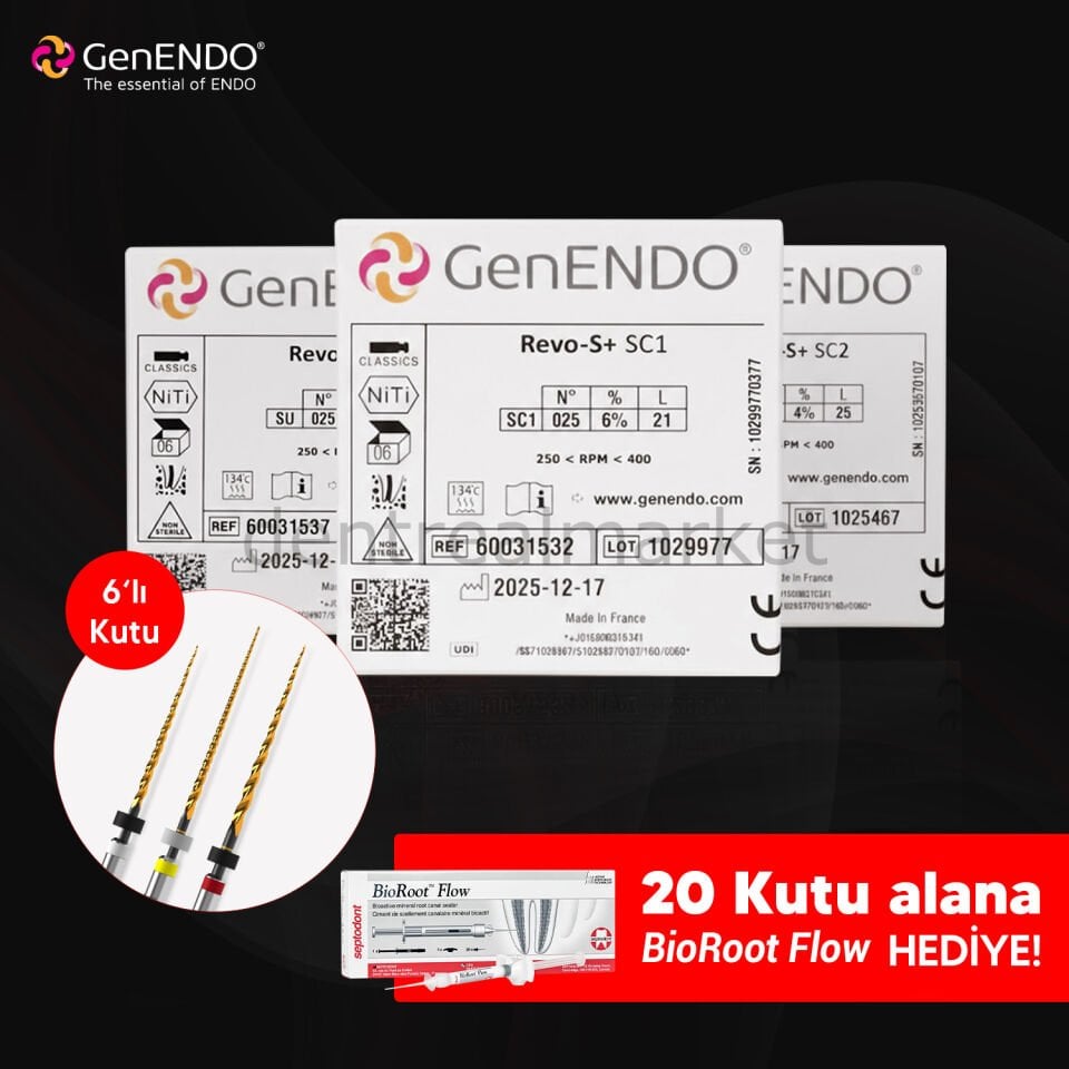 GenENDO Revo-S+ 6'lı Eğe - 25 mm + BioRoot Flow Kampanya