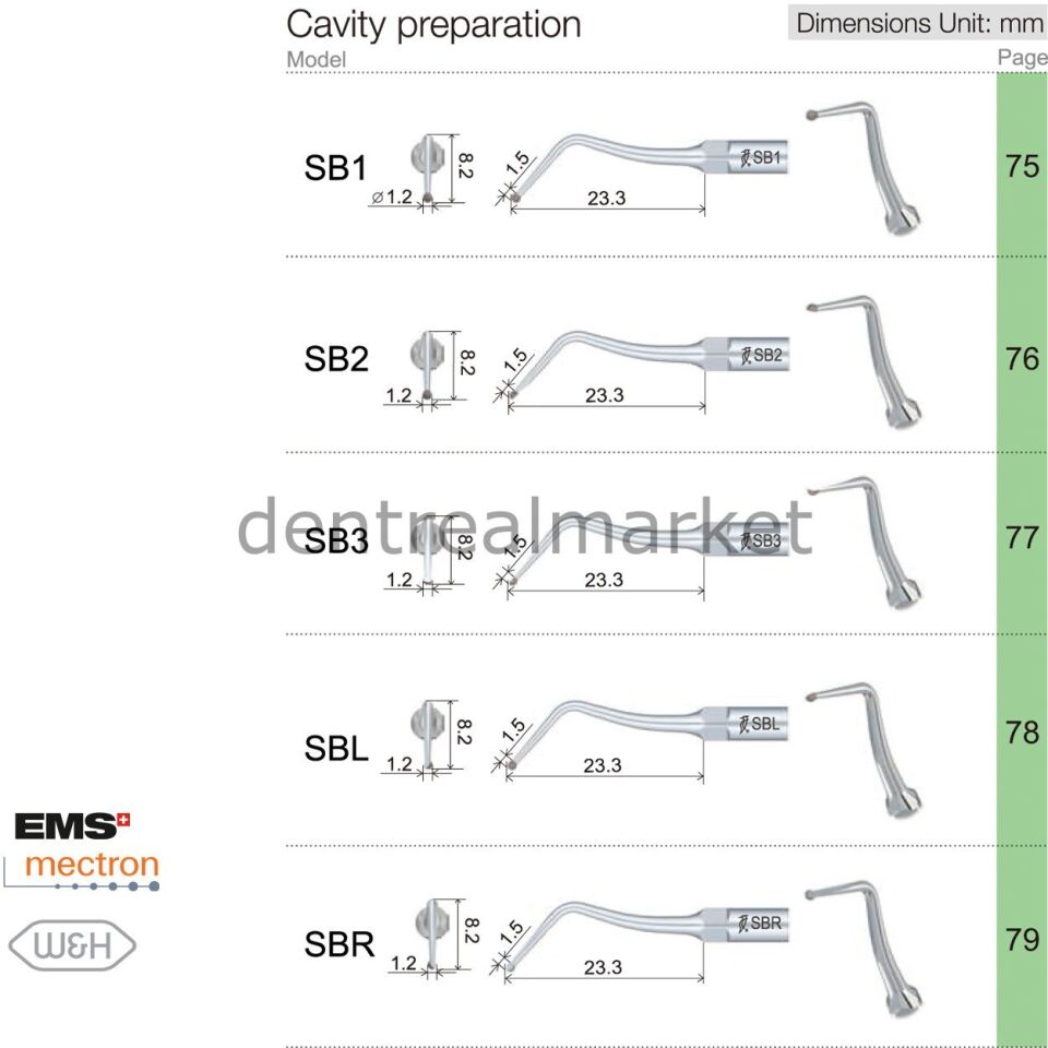 Cavity Preparation Kavitron Uçları - Ems,Mectron,Woodpecker,WH Uyumlu SB2