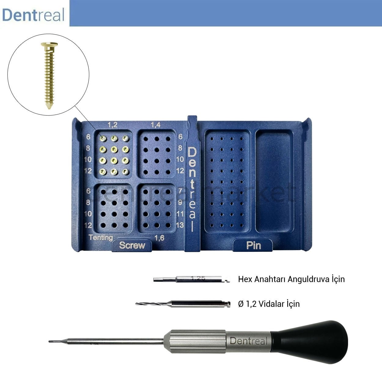 Bonefix GBR Titanyum Kemik,Plate,Mesh Sabitleme Mini Vida Seti  - 1,2 mm Vidalar