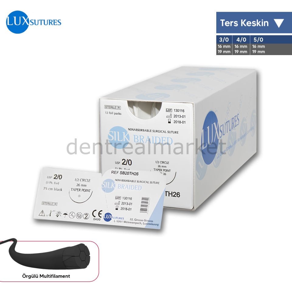 Silk Siyah İpek Cerrahi Sutur - Non-Absorbe - Ters Keskin İgneli