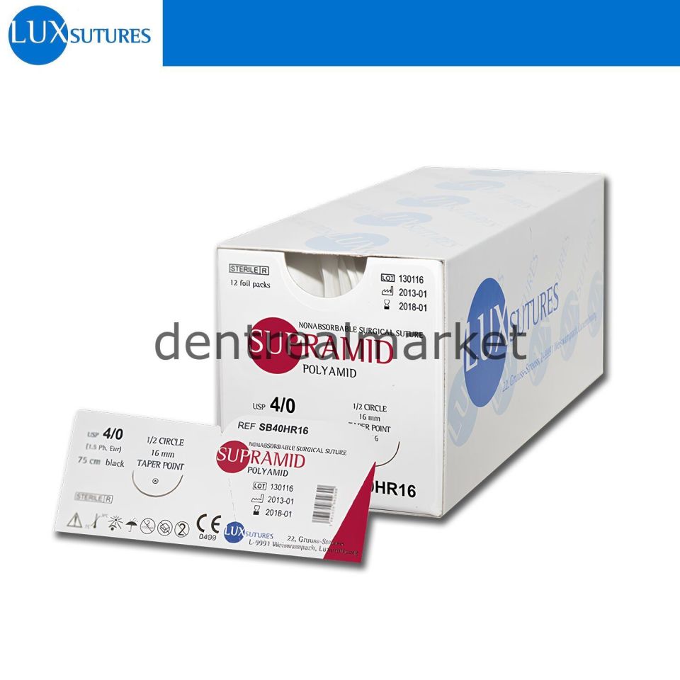 Supramid Kaplanmış Multiflament Sutur - Ters Keskin 6/0 - 16mm