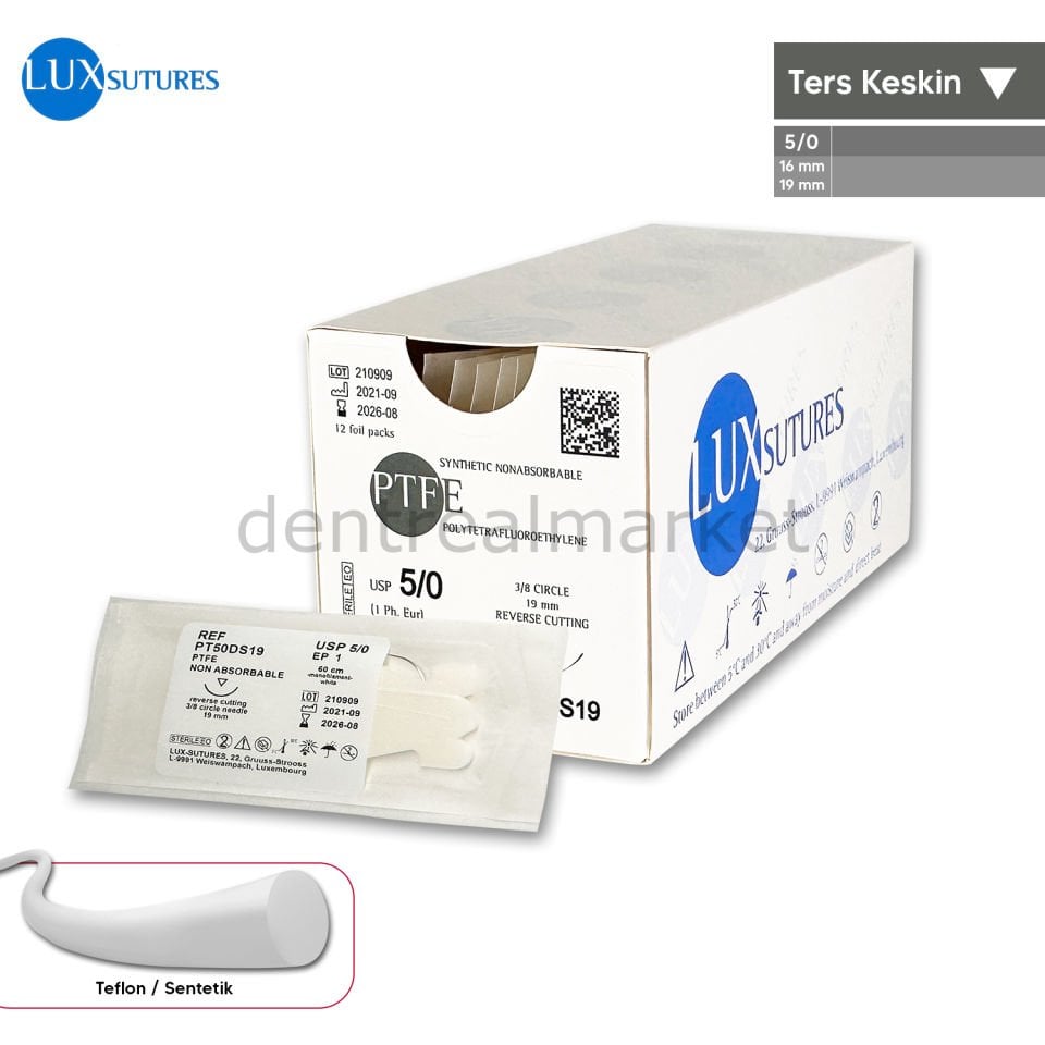 PTFE - Teflon Sutür - 5/0 Ters Keskin İğneli - Non-Absorbe