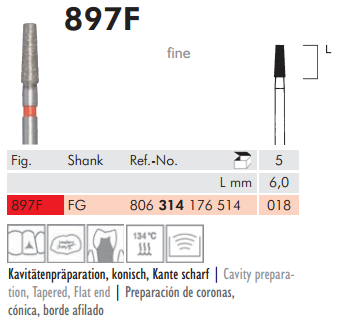 897F Sentetik Elmas Frez - 5 Adet