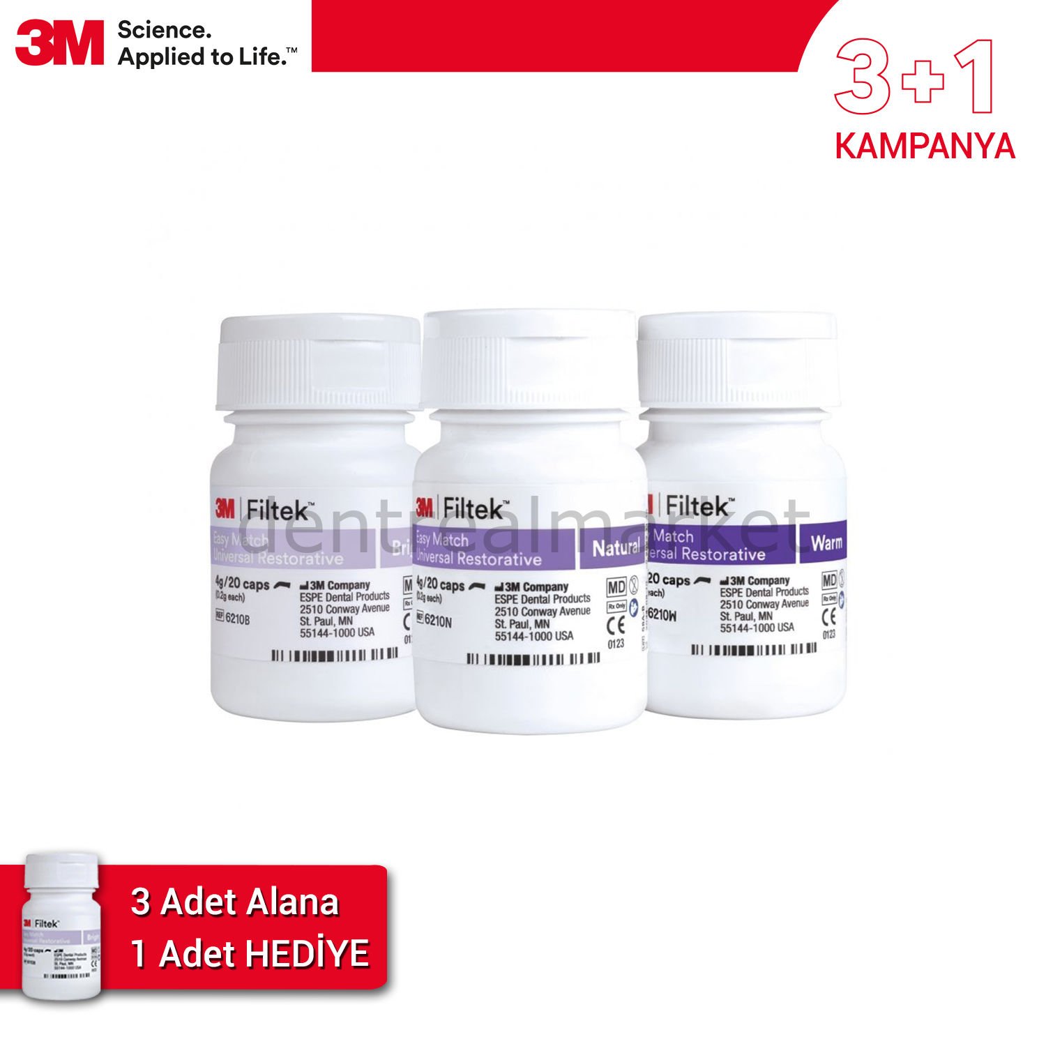 Filtek Easy Match Üniversal Restoratif Kapsül Kompozit 3+1 Kampanya***