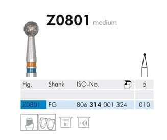 Z0801 Zirkon İçin Elmas Frez - 2 Adet