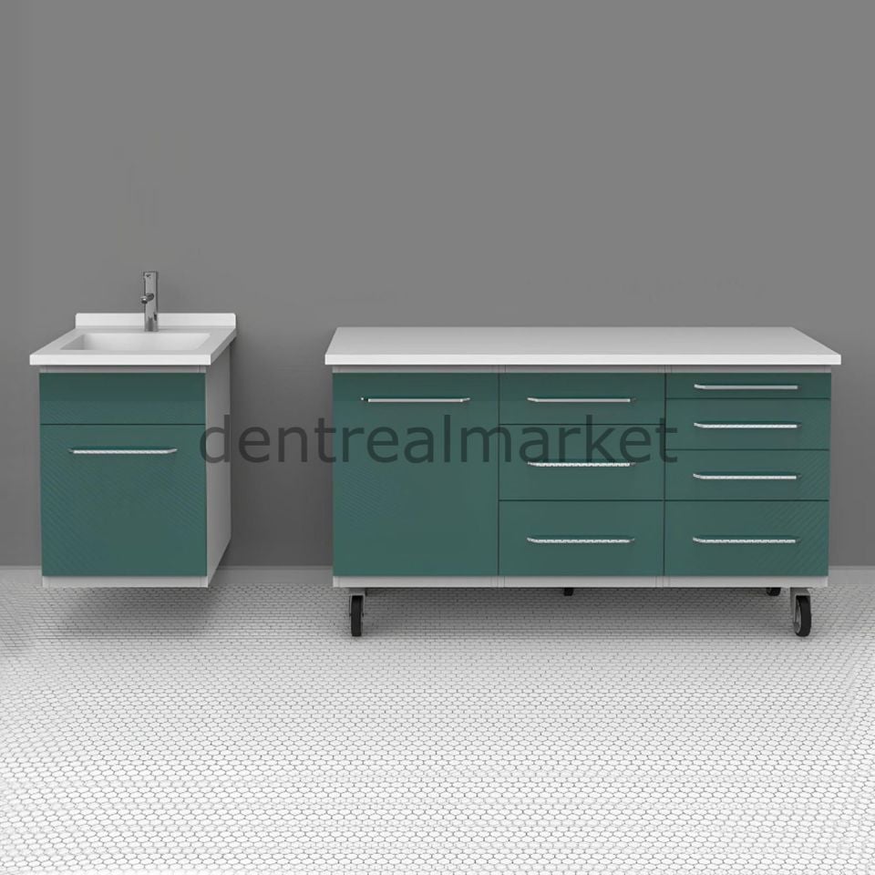 Duvara Sabitlenen Parçalı Klinik Tezgah - Cam Tezgah AN07