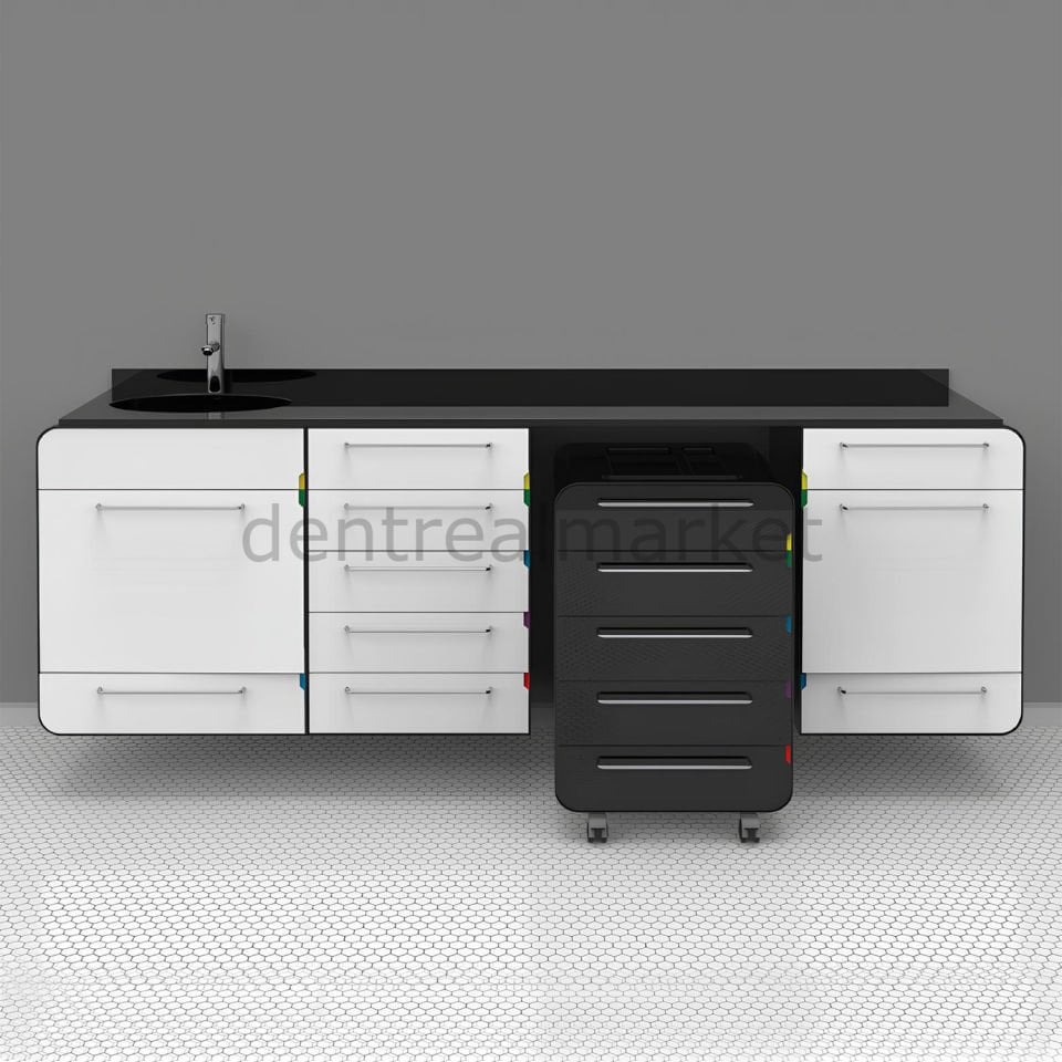 Duvara Monte Mobil Kabinli Klinik Tezgah - Cam Tezgah KV01