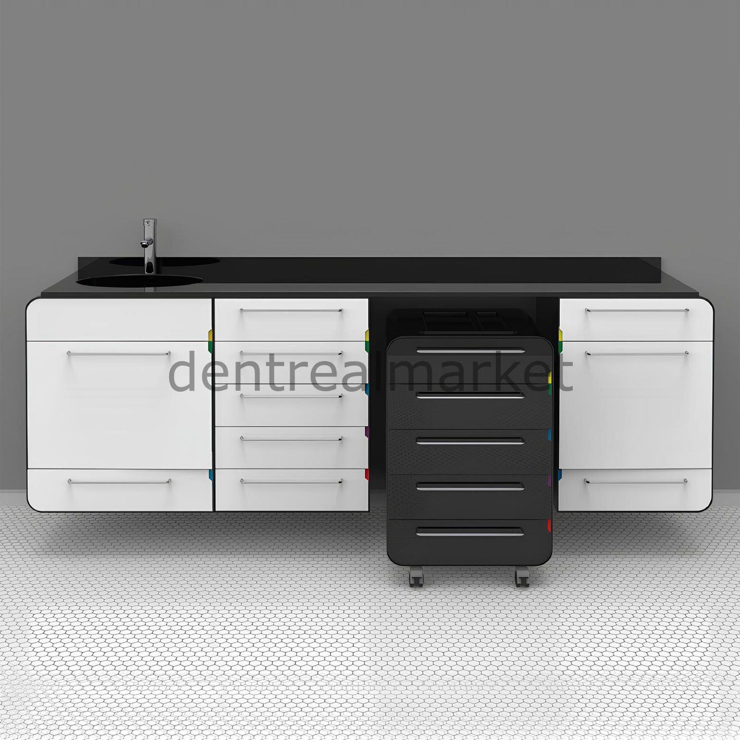 Duvara Monte Mobil Kabinli Klinik Tezgah - Corian Tezgah KV01