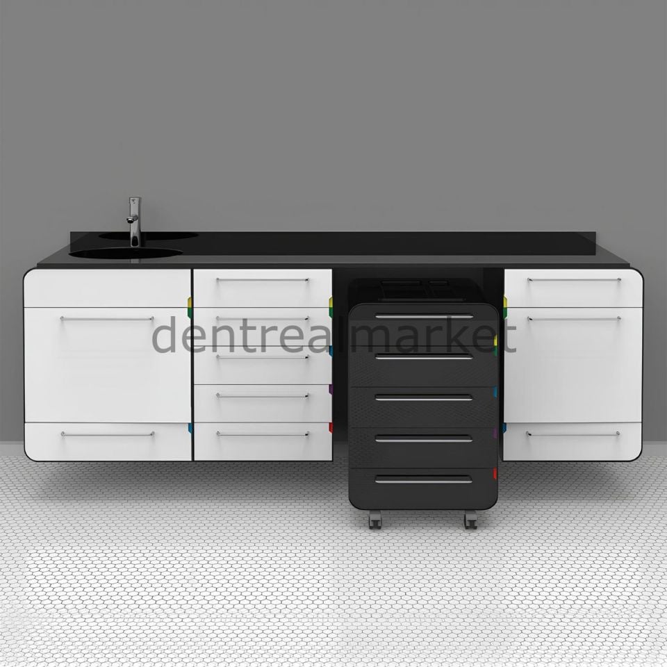 Duvara Monte Mobil Kabinli Klinik Tezgah - Corian Tezgah KV01